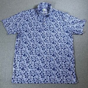 TailorByrd Blue‎ Floral Print Golf Polo Moisture Wicking Quick Dry XL